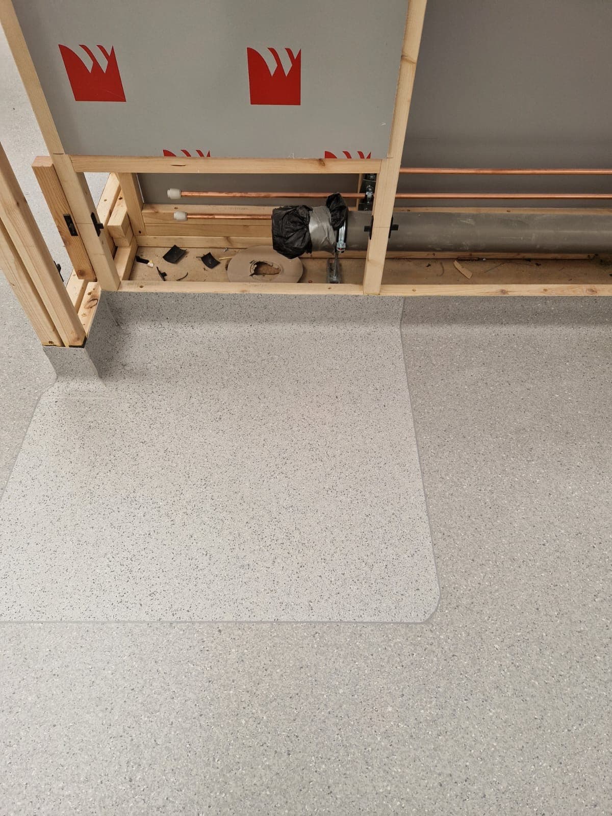 Coved upstand to 100mm in Derby welfare washroom